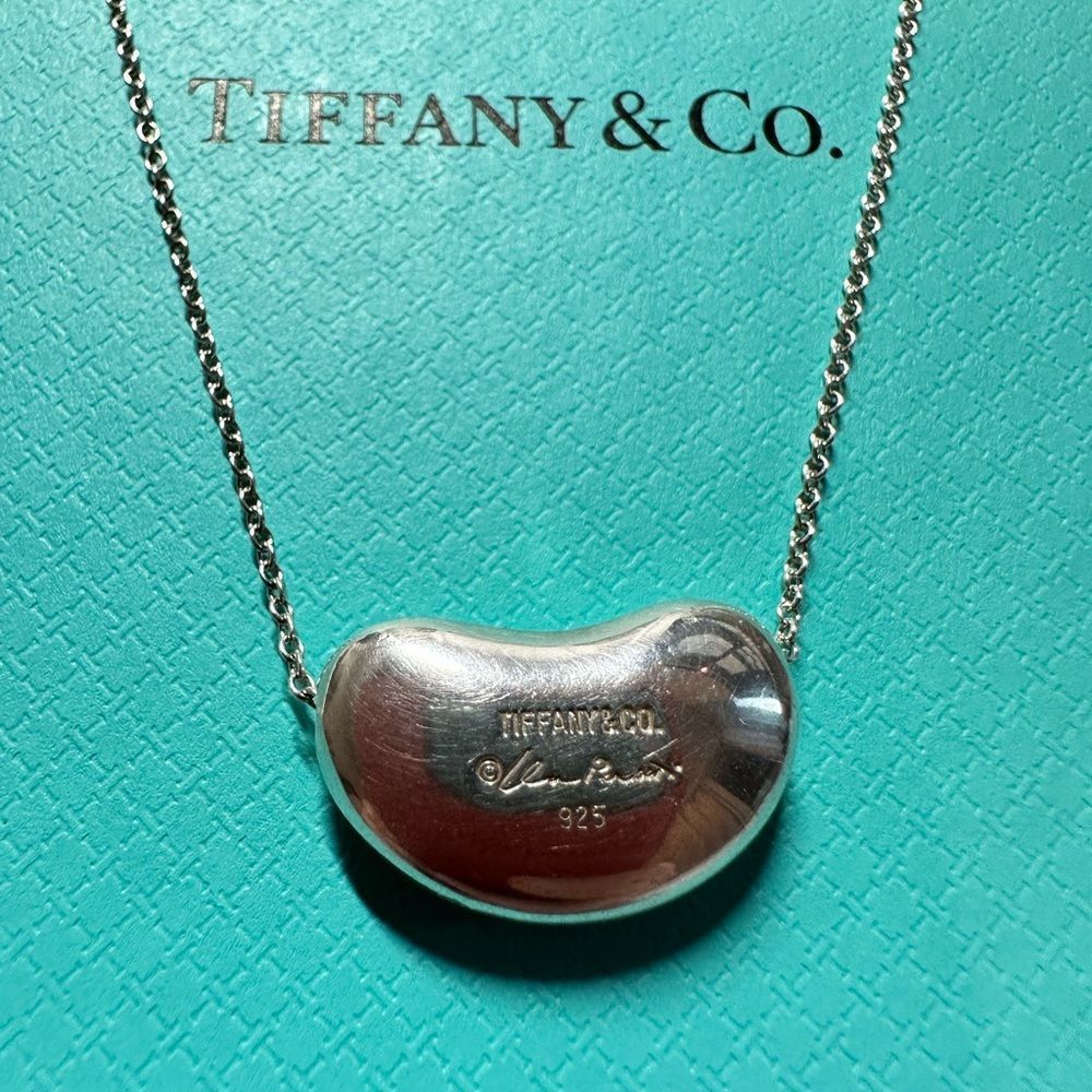 Tiffany & Co Vintage 1989 Elsa Perretti Sterling Silver Bean Necklace 18… - Picture 4 of 8